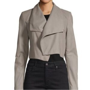 Lamarque Women's Taupe Draped Leather Jacket
